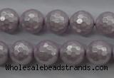 CSB1182 15.5 inches 10mm faceted round shell pearl beads