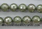 CSB1188 15.5 inches 12mm faceted round shell pearl beads