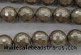 CSB1192 15.5 inches 12mm faceted round shell pearl beads