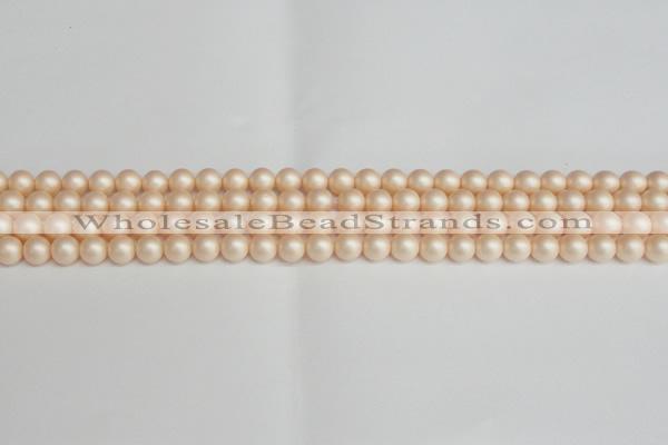 CSB1360 15.5 inches 4mm matte round shell pearl beads wholesale