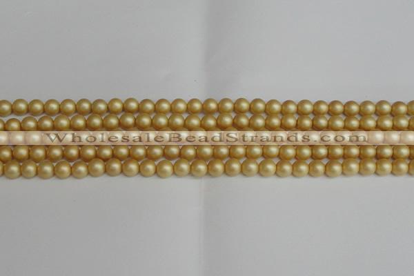 CSB1380 15.5 inches 4mm matte round shell pearl beads wholesale