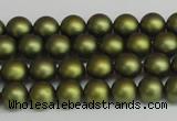 CSB1395 15.5 inches 4mm matte round shell pearl beads wholesale