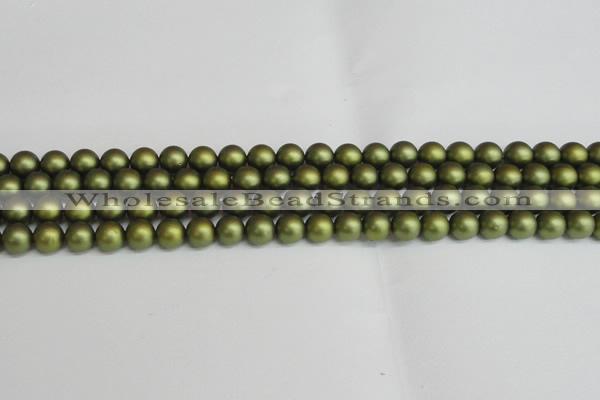 CSB1397 15.5 inches 8mm matte round shell pearl beads wholesale