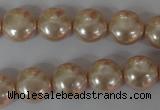 CSB180 15.5 inches 12mm flat round shell pearl beads wholesale