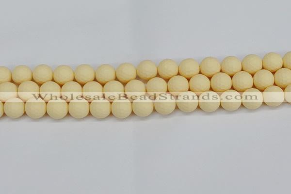 CSB1803 15.5 inches 10mm faceetd round matte shell pearl beads