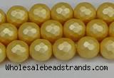 CSB1811 15.5 inches 6mm faceetd round matte shell pearl beads