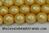 CSB1812 15.5 inches 8mm faceetd round matte shell pearl beads