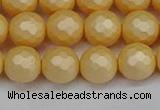 CSB1823 15.5 inches 10mm faceetd round matte shell pearl beads