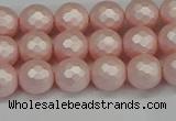 CSB1831 15.5 inches 6mm faceetd round matte shell pearl beads