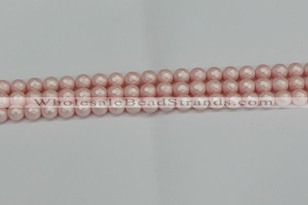 CSB1831 15.5 inches 6mm faceetd round matte shell pearl beads