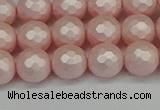 CSB1832 15.5 inches 8mm faceetd round matte shell pearl beads