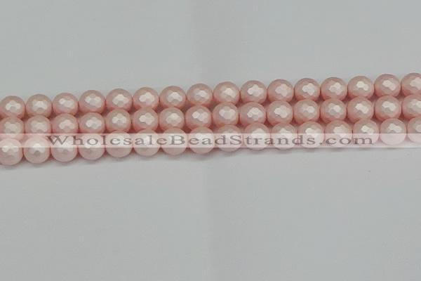 CSB1833 15.5 inches 10mm faceetd round matte shell pearl beads