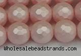 CSB1835 15.5 inches 14mm faceetd round matte shell pearl beads