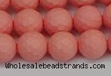 CSB1853 15.5 inches 10mm faceetd round matte shell pearl beads