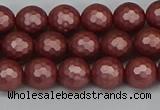 CSB1861 15.5 inches 6mm faceetd round matte shell pearl beads