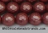 CSB1864 15.5 inches 12mm faceetd round matte shell pearl beads