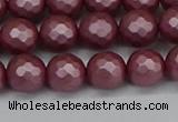 CSB1871 15.5 inches 6mm faceetd round matte shell pearl beads