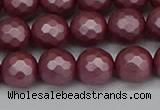 CSB1872 15.5 inches 8mm faceetd round matte shell pearl beads