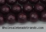 CSB1882 15.5 inches 8mm faceted round matte shell pearl beads