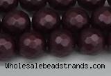 CSB1883 15.5 inches 10mm faceted round matte shell pearl beads