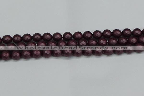 CSB1883 15.5 inches 10mm faceted round matte shell pearl beads