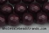 CSB1884 15.5 inches 12mm faceted round matte shell pearl beads