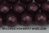 CSB1885 15.5 inches 14mm faceted round matte shell pearl beads