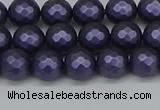 CSB1891 15.5 inches 6mm faceted round matte shell pearl beads