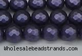 CSB1892 15.5 inches 8mm faceted round matte shell pearl beads