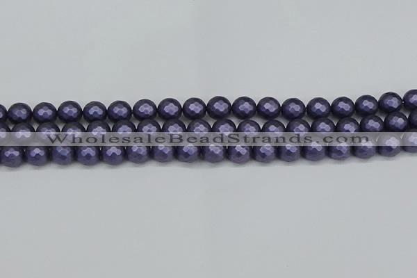 CSB1892 15.5 inches 8mm faceted round matte shell pearl beads