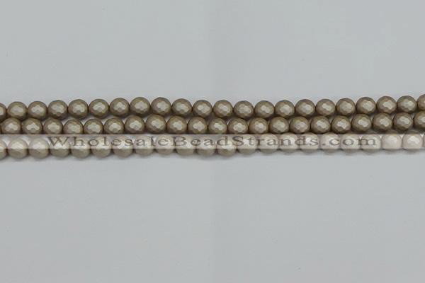 CSB1901 15.5 inches 6mm faceted round matte shell pearl beads