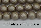 CSB1902 15.5 inches 8mm faceted round matte shell pearl beads