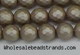 CSB1903 15.5 inches 10mm faceted round matte shell pearl beads