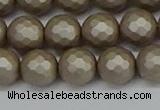 CSB1904 15.5 inches 12mm faceted round matte shell pearl beads