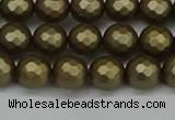 CSB1911 15.5 inches 6mm faceted round matte shell pearl beads