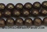 CSB1921 15.5 inches 6mm faceted round matte shell pearl beads