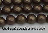 CSB1922 15.5 inches 8mm faceted round matte shell pearl beads