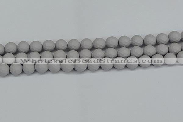 CSB1944 15.5 inches 12mm faceted round matte shell pearl beads