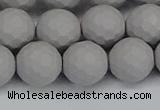 CSB1945 15.5 inches 14mm faceted round matte shell pearl beads