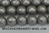 CSB1952 15.5 inches 8mm faceted round matte shell pearl beads