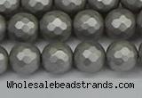 CSB1953 15.5 inches 10mm faceted round matte shell pearl beads