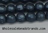 CSB1972 15.5 inches 8mm faceted round matte shell pearl beads