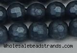 CSB1975 15.5 inches 14mm faceted round matte shell pearl beads