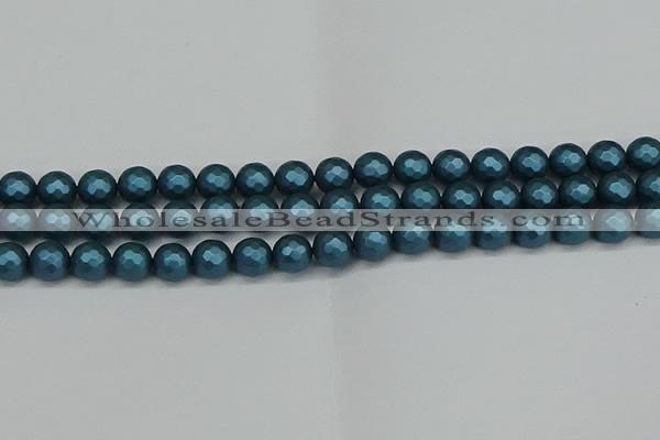 CSB1981 15.5 inches 6mm faceted round matte shell pearl beads