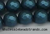 CSB1985 15.5 inches 14mm faceted round matte shell pearl beads