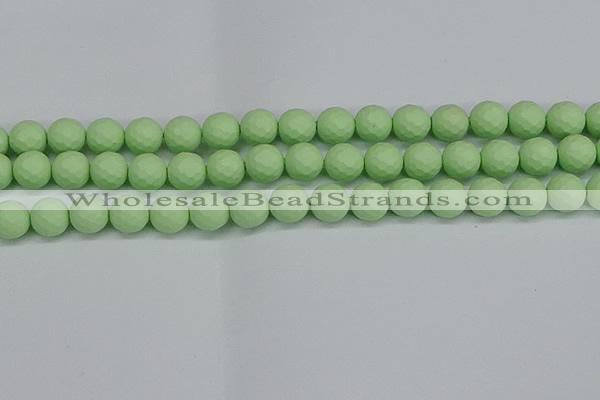 CSB1993 15.5 inches 10mm faceted round matte shell pearl beads