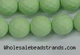 CSB1994 15.5 inches 12mm faceted round matte shell pearl beads