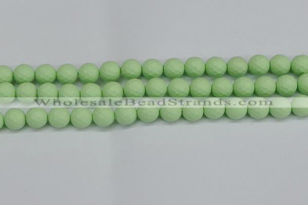 CSB1994 15.5 inches 12mm faceted round matte shell pearl beads