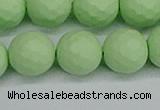 CSB1995 15.5 inches 14mm faceted round matte shell pearl beads