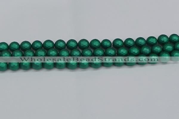 CSB2002 15.5 inches 8mm faceted round matte shell pearl beads